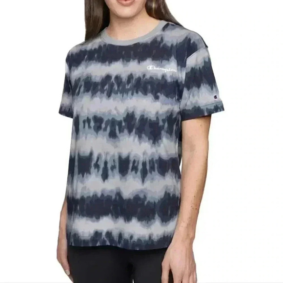 ❤️ NWT Champion T-shirt Tie dye Boyfriend Fit Tee Grey Small  100% cotton - Picture 9 of 9
